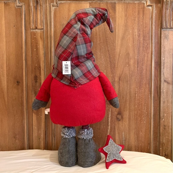 Large Plush Plaid Gnome Holding Star With Extendable Telescope Legs Decoration - Picture 10 of 12